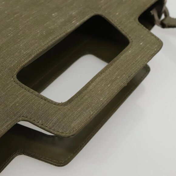 Salvatore Ferragamo Gancini Shoulder Bag Canvas Khaki Auth 117786 - Picture 9 of 16